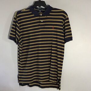 Polo by Ralph Lauren Dark Blue and Yellow Striped Shirt Size Large